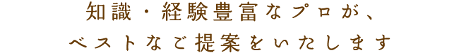 知識・経験豊富なプロが、ベストなご提案を致します。